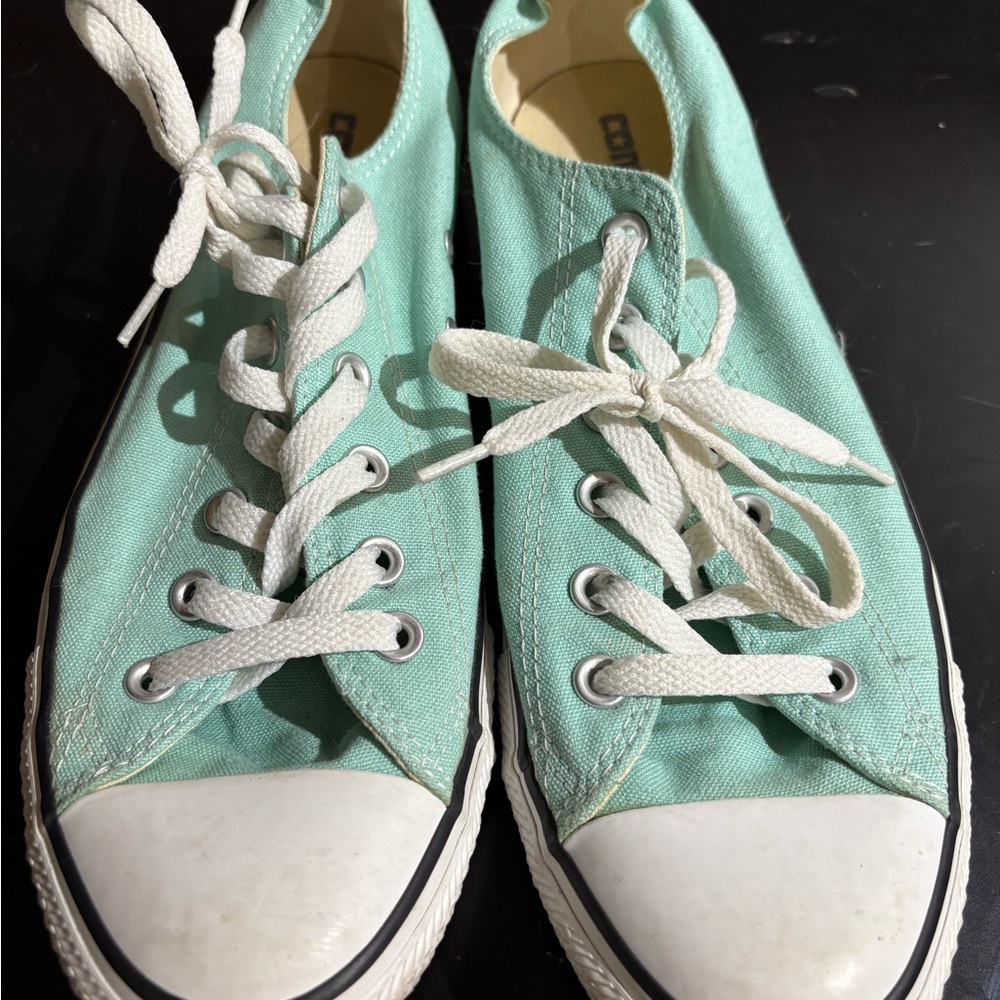 Mint Green Canvas Sneakers with White Laces